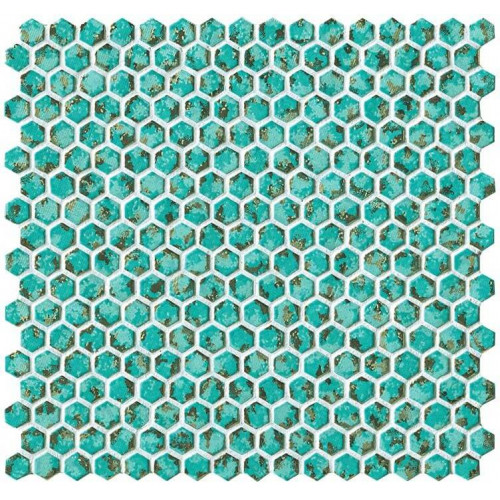 Настенная плитка глазурованная Dwell Turquoise Hexagon Gold 30х30